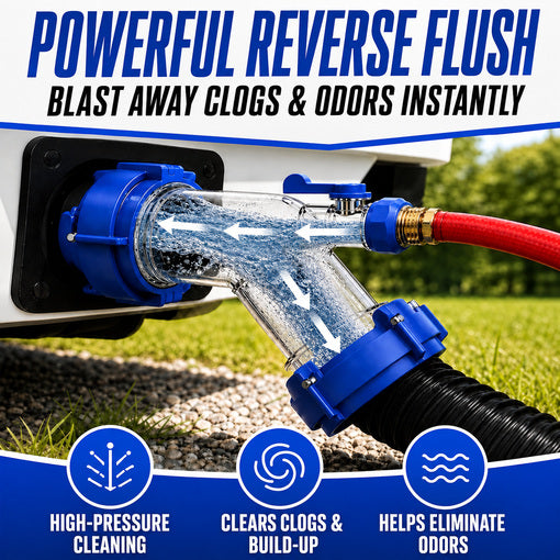 RV Sewer Drain Gate with 45-Degree Elbow Adapter