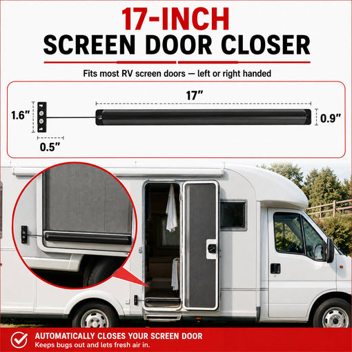 17-inch Universal Fit Aluminum Automatic RV Screen Door Closer Kit