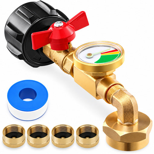 Upgraded Propane Refill Adapter with Valve & Gauge