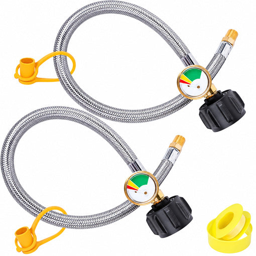 2-Pack 15" RV Propane Hose with Gauge