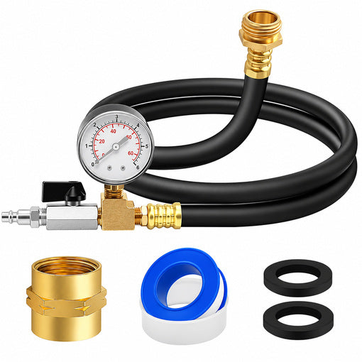 60-Inch Long RV Winterizing Hose with Pressure Gauge