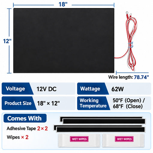 2-Pack 12"x18" RV Holding Tank Heater Pad with Automatic Thermostat