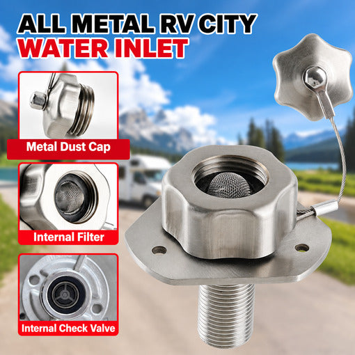 All Metal RV City Water Inlet With Check Valve Replacement