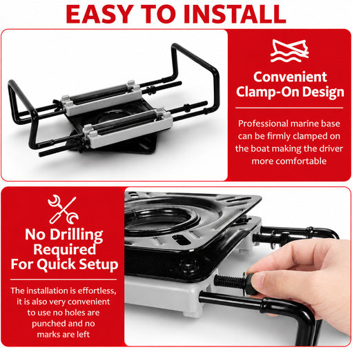 Clamp-On Boat Seat Swivel Base Mount