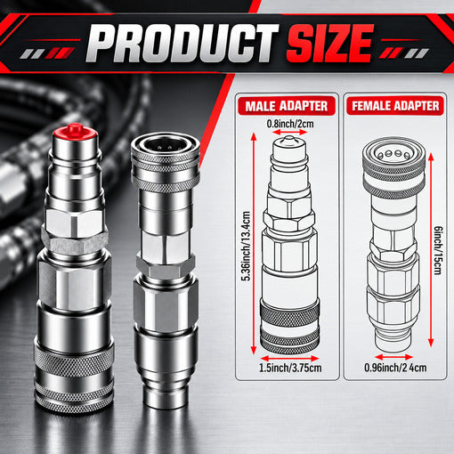 1/2" Flat Face ISO 16028 to ISO 5675 Hydraulic Coupler Adapter Set