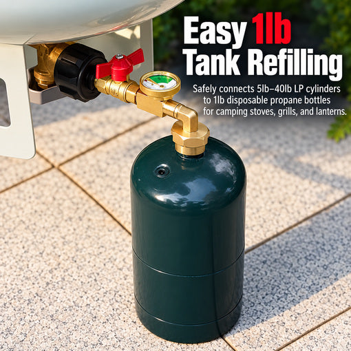 Upgraded Propane Refill Adapter with Valve & Gauge