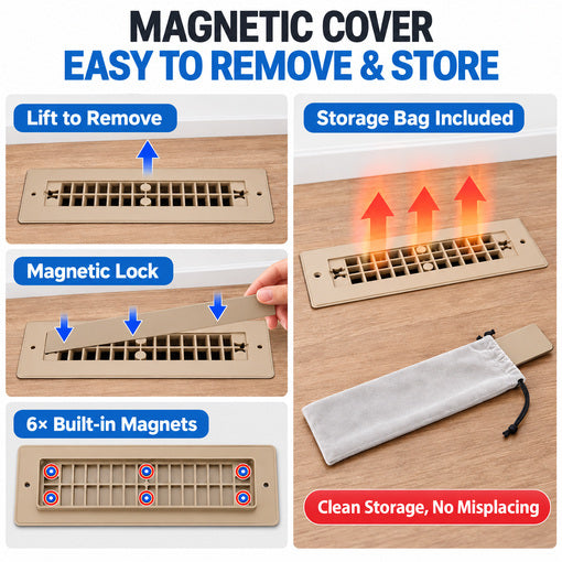 2-Pack Aluminum RV Floor Vent Cover with Magnetic Removable Cover