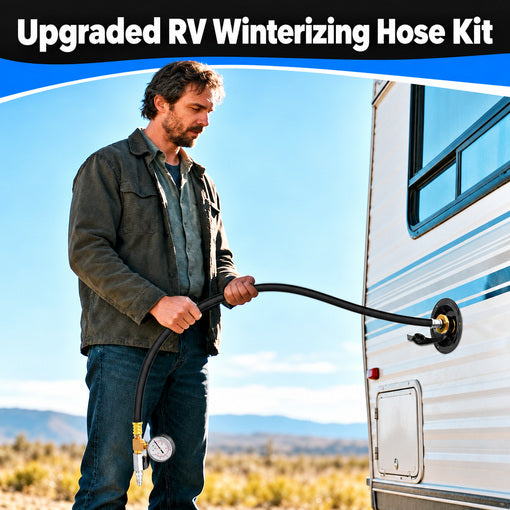 60-Inch Long RV Winterizing Hose with Pressure Gauge