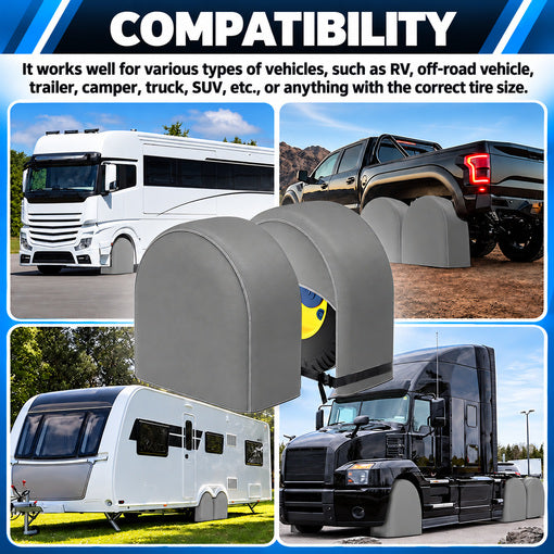 4-Pack RV Weatherproof Wheel and Tire Covers