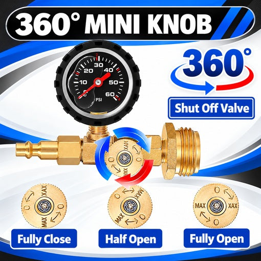 RV Winterize Blowout Adapter with Pressure Gauge & Control Valve
