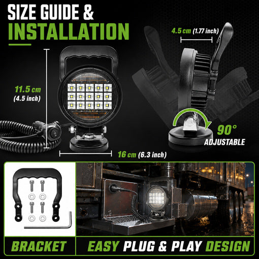 Tractor/Mower 72W Magnetic Work LED Light