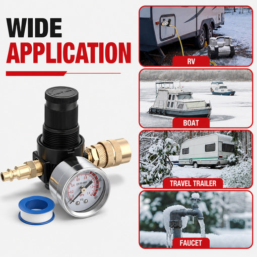 RV Winterization Blowout Kit with Pressure Regulator & Gauge