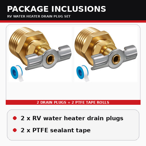 2-Pack 1/2" RV Water Heater Drain Valve Replacement