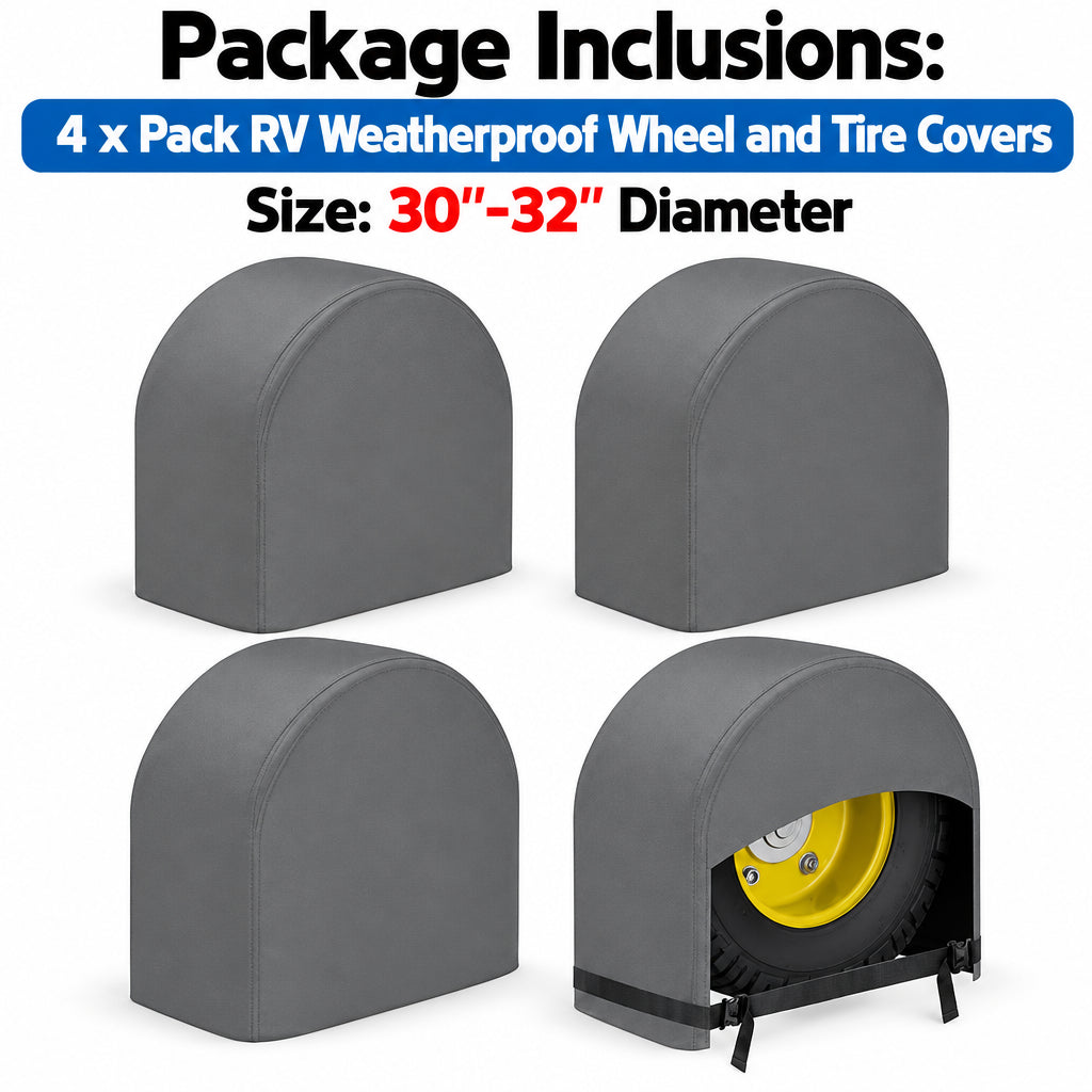 4-Pack RV Weatherproof Wheel and Tire Covers