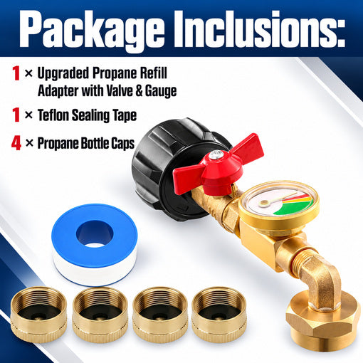 Upgraded Propane Refill Adapter with Valve & Gauge