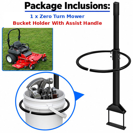 Zero Turn Mower Bucket Holder With Assist Handle