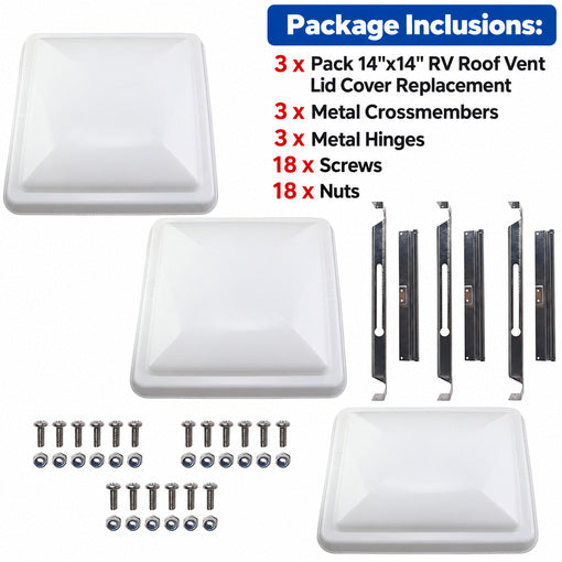 3-Pack 14"x14" RV Roof Vent Lid Cover Replacement