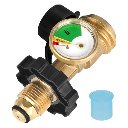 Universal Fit POL Propane Tank Adapter with Gauge