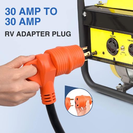 30A Heavy-Duty RV Power Adapter (Locking to Standard Plug)