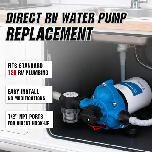Quiet 12V RV Fresh Water Pump Replacement