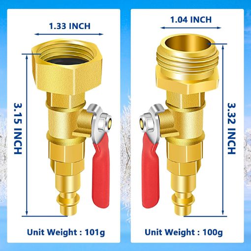 RV Winterize Blowout Adapter with Shut-off Valve Kit