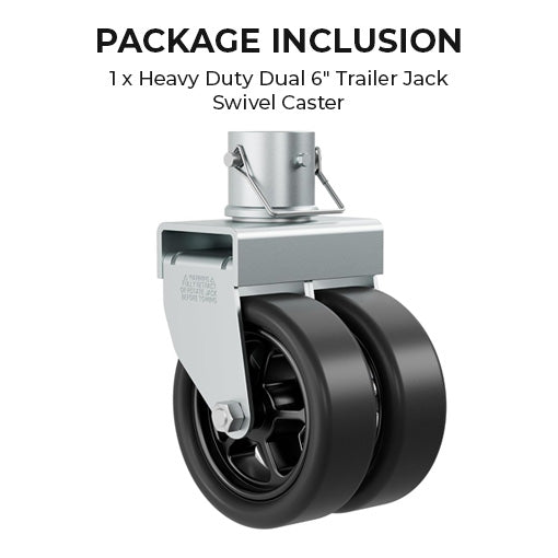 Heavy Duty Dual 6" Trailer Jack Swivel Caster