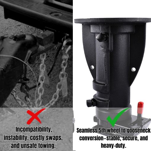 12" to 16" Fifth Wheel to Gooseneck Cushioned Trailer Hitch Adapter