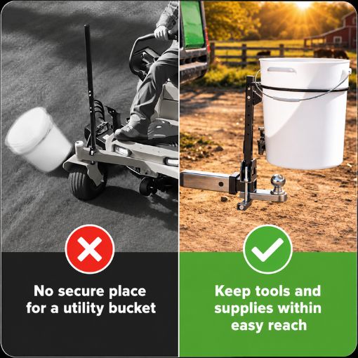 Retractable 5-Gallon Bucket Holder for Lawn Mowers Tractors