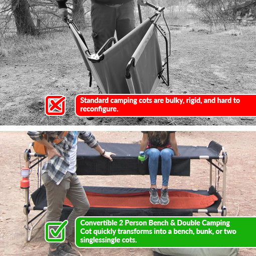 Convertible 2-Person Bench and Double Camping Cot