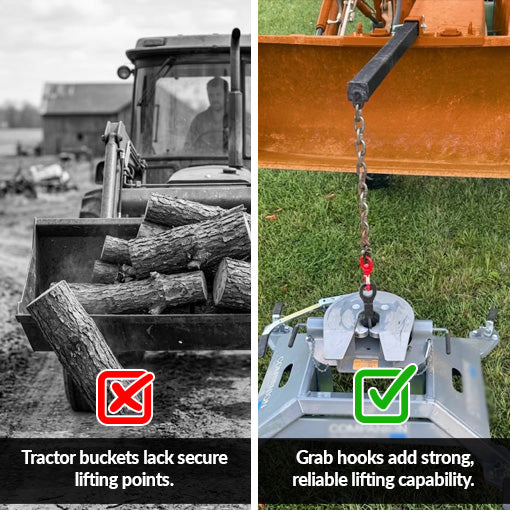 Heavy-Duty Compact Tractor Bucket Hooks Bolt On