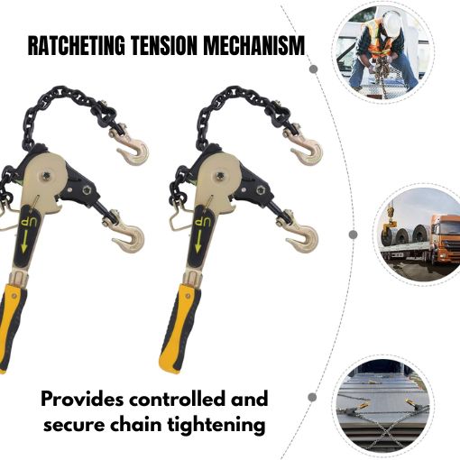 2-Pack Easy Ratchet Chain Binder with Grab Hooks