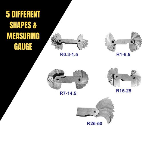 5 Pcs Stainless Steel Radius Gauge Set