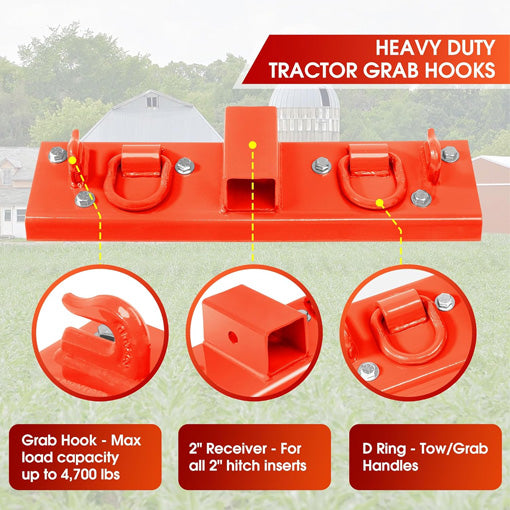 Heavy-Duty Compact Tractor Bucket Hooks Bolt On