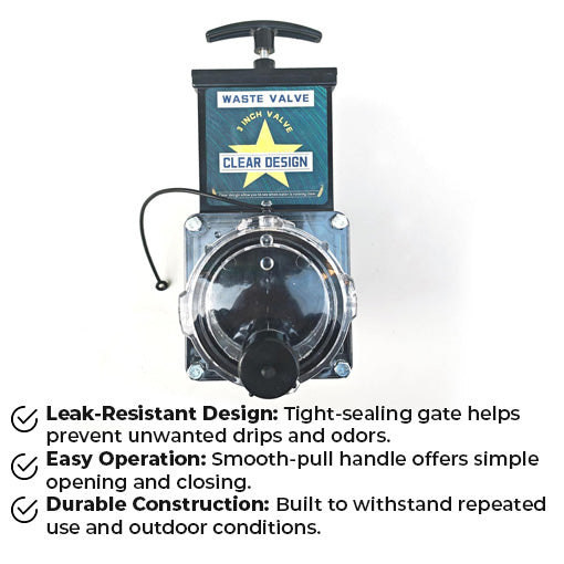 RV 3-inch Clear Waste Valve Sewer Gate