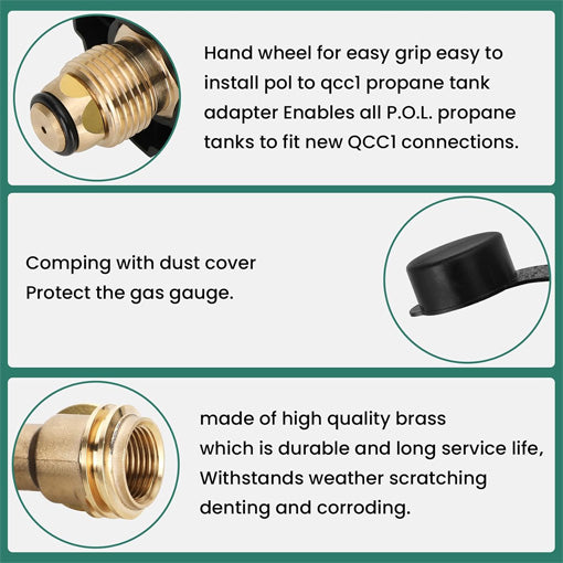 Universal Fit POL Propane Tank Adapter with Gauge