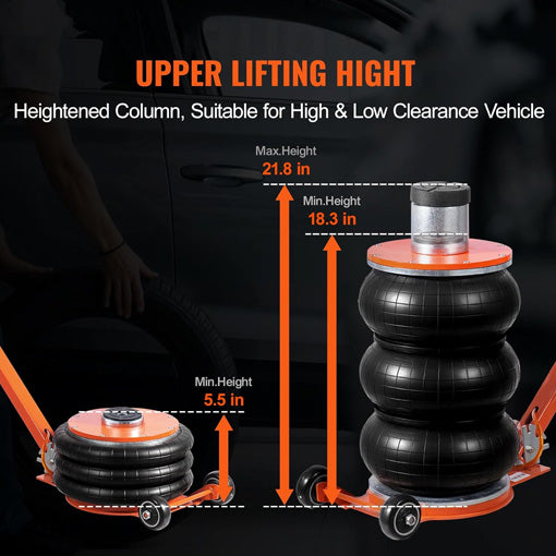 5-Ton Triple Bag Air Jack with Adjustable Long Handle