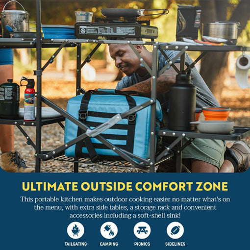 Portable Folding Kitchen Table with Soft Shell Sink