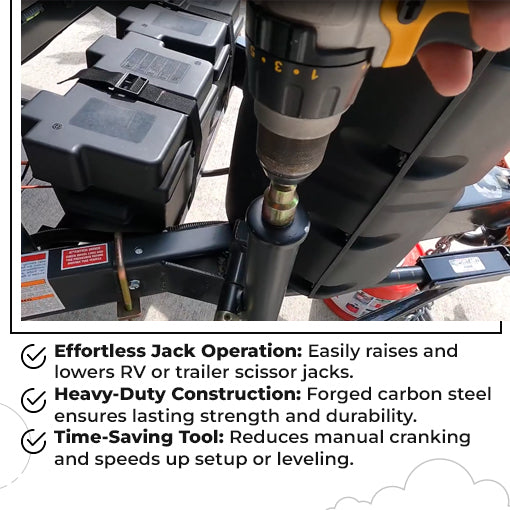 1/4-Inch Hex Quick Connect RV Scissor Jack Drill Adapter Socket