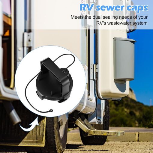 Easy-grip RV Sewer Valve Cap with Hose Wrenches