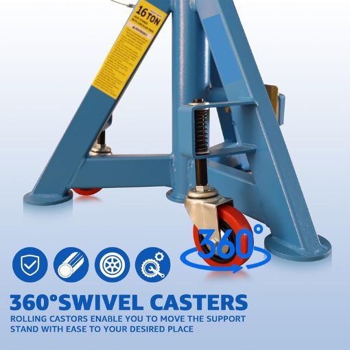 16-Ton Heavy-duty Truck Support Stand with Wheels