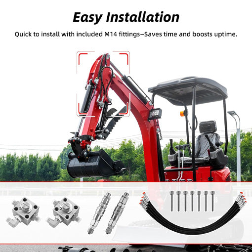 3-Way Hydraulic Diverter Valve Kit (for 1-2 Ton Mini Excavator Attachments)