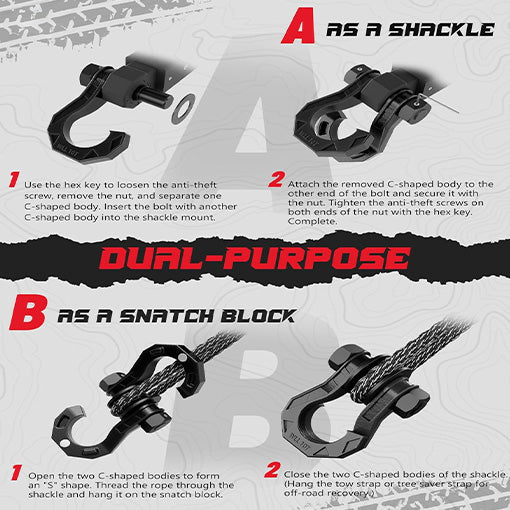 Easy-Open D-Ring Separate Shackle with Snatch Block