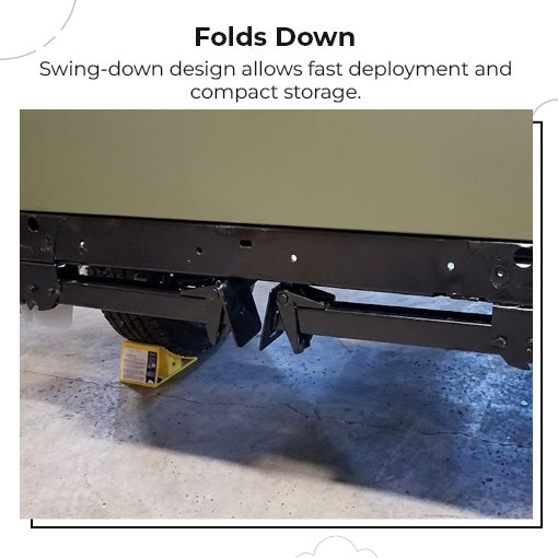 Extended RV Cargo Trailer Telescoping Swing Down Jacks