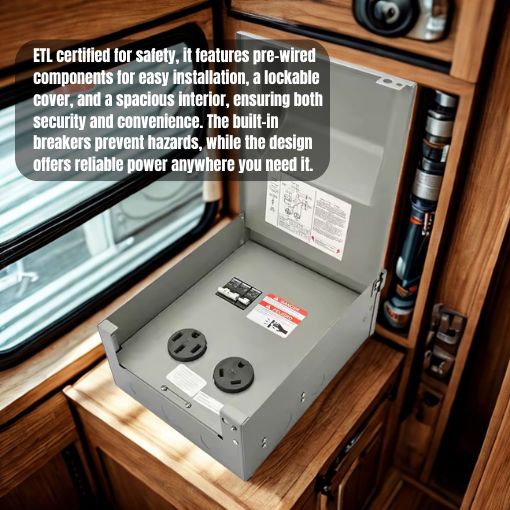 RV Temporary Power Outlet Panel with Breaker