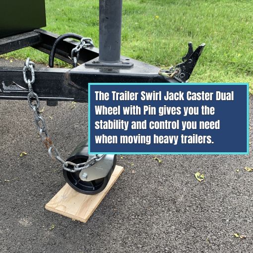 Trailer Swirl Jack Caster Dual Wheel with Pin