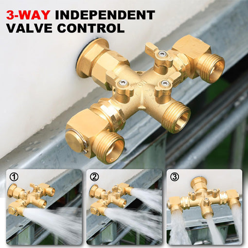 3-Way High Flow Splitter with Swivel Elbow Connector