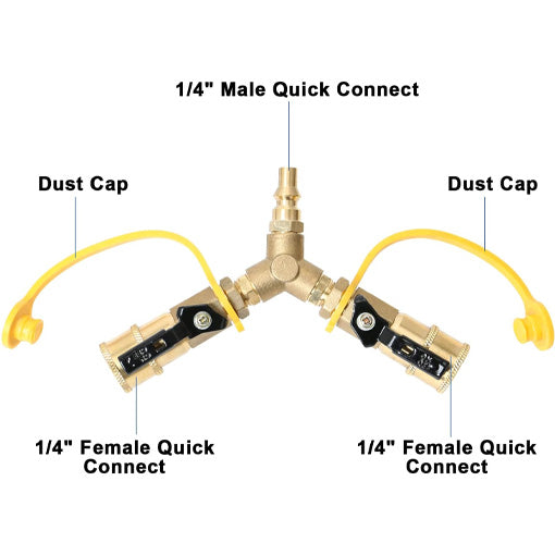 1/4'' RV Propane Quick Connect Y Splitter Adapter
