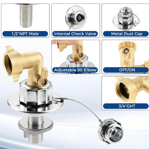 All Metal RV City Water Inlet Replacement Set