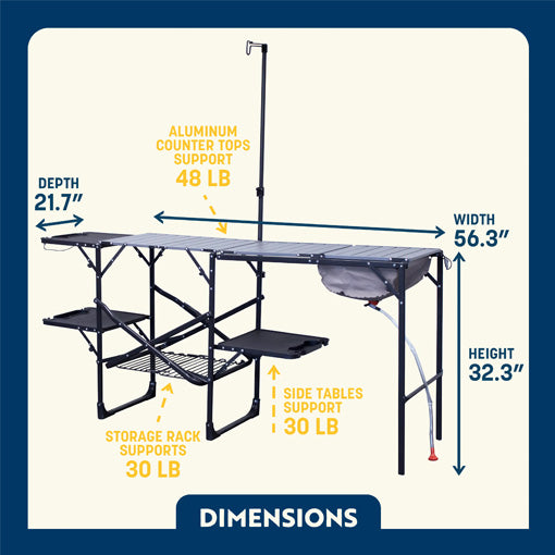 Portable Folding Kitchen Table with Soft Shell Sink