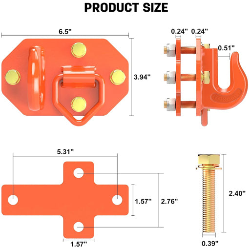 Tractor Bucket Hooks with Tie Down Ring